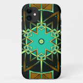 漫画マンダラグリーンブラックとイエロー Case-Mate iPhoneケース (裏面)