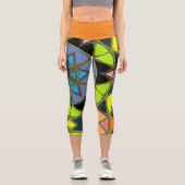 漫画マンダラグリーンブルーとオレンジ カプリレギンス (正面)