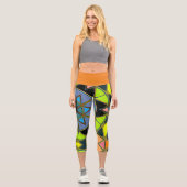 漫画マンダラグリーンブルーとオレンジ カプリレギンス (正面)