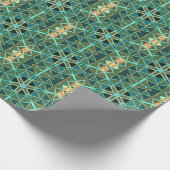 漫画マンダラグリーンブルーと黄色 ラッピングペーパー (角)