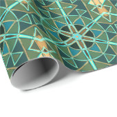 漫画マンダラグリーンブルーと黄色 ラッピングペーパー (ロールコーナー)