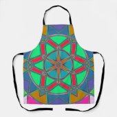 漫画マンダラグリーン赤と青 エプロン (正面)