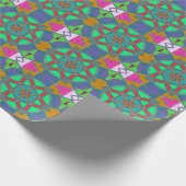 漫画マンダラグリーン赤と青 ラッピングペーパー (角)