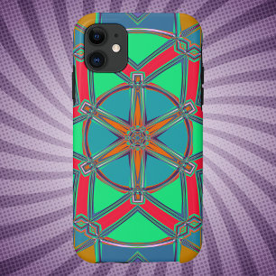 漫画マンダラグリーン赤と青 iPhone 11 ケース