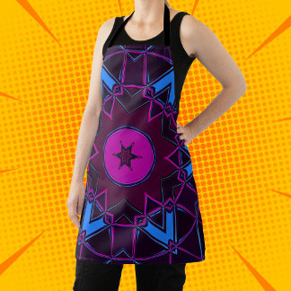 漫画マンダラパープルピンクとブルー エプロン