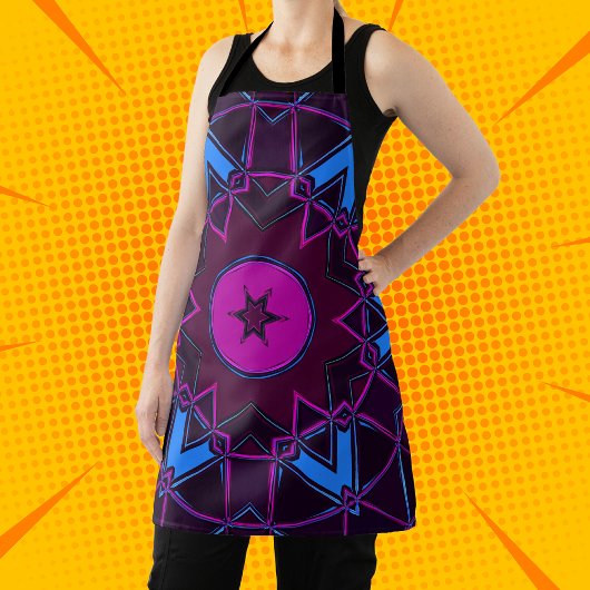 漫画マンダラパープルピンクとブルー エプロン
