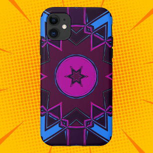 漫画マンダラパープルピンクとブルー iPhone 11 ケース