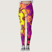 漫画マンダラフラワーイエローオレンジとピンク レギンス (正面)