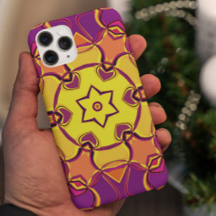漫画マンダラフラワーイエローオレンジとピンク iPhone 11 ケース