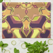 漫画マンダラフラワーイエローパープルとオレンジ キッチンタオル (折り畳み)