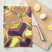 漫画マンダラフラワーイエローパープルとオレンジ キッチンタオル (四つ折り)