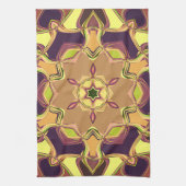 漫画マンダラフラワーイエローパープルとオレンジ キッチンタオル (縦)