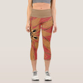 漫画マンダラフラワーオレンジとピンク カプリレギンス (正面)