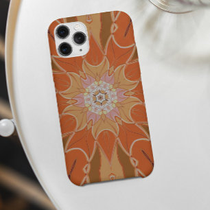 漫画マンダラフラワーオレンジとピンク iPhone 11 ケース
