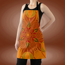漫画マンダラフラワーオレンジと赤 エプロン