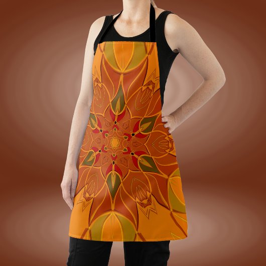 漫画マンダラフラワーオレンジと赤 エプロン