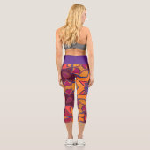 漫画マンダラフラワーオレンジパープルとブルー カプリレギンス (裏面)