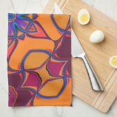 漫画マンダラフラワーオレンジパープルとブルー キッチンタオル (四つ折り)