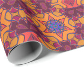 漫画マンダラフラワーオレンジパープルとブルー ラッピングペーパー (ロールコーナー)