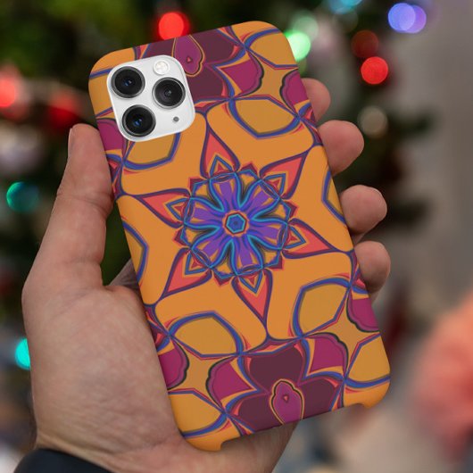 漫画マンダラフラワーオレンジパープルとブルー Case-Mate iPhoneケース