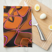 漫画マンダラフラワーオレンジピンクとブラック キッチンタオル (四つ折り)