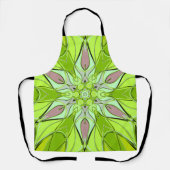 漫画マンダラフラワーグリーンとピンク エプロン (正面)