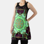 漫画マンダラフラワーグリーンパープルとブラック エプロン (インサイチュ)