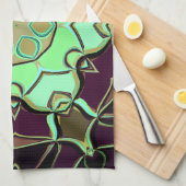 漫画マンダラフラワーグリーンパープルとブラック キッチンタオル (四つ折り)