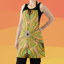 漫画マンダラフラワーグリーン黄色とオレンジ