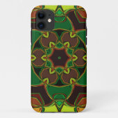 漫画マンダラフラワーグリーン黄色とオレンジ Case-Mate iPhoneケース (裏面)