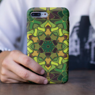 漫画マンダラフラワーグリーン黄色とオレンジ iPhone 11 ケース