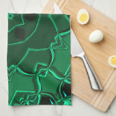 漫画マンダラフラワーグリーン キッチンタオル (四つ折り)