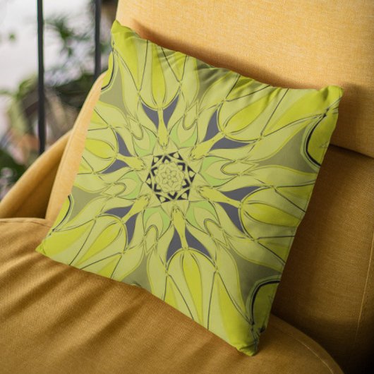 漫画マンダラフラワーグリーン クッション