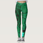 漫画マンダラフラワーグリーン レギンス (正面)