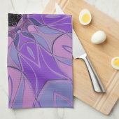 漫画マンダラフラワーパープルピンクとブルー キッチンタオル (四つ折り)