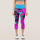 漫画マンダラフラワーピンクとブルー カプリレギンス (正面)