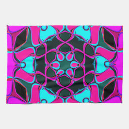 漫画マンダラフラワーピンクとブルー キッチンタオル