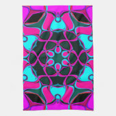 漫画マンダラフラワーピンクとブルー キッチンタオル (縦)