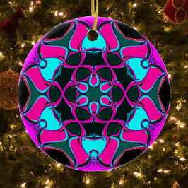 漫画マンダラフラワーピンクとブルー セラミックオーナメント