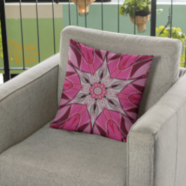 漫画マンダラフラワーピンクと白 クッション