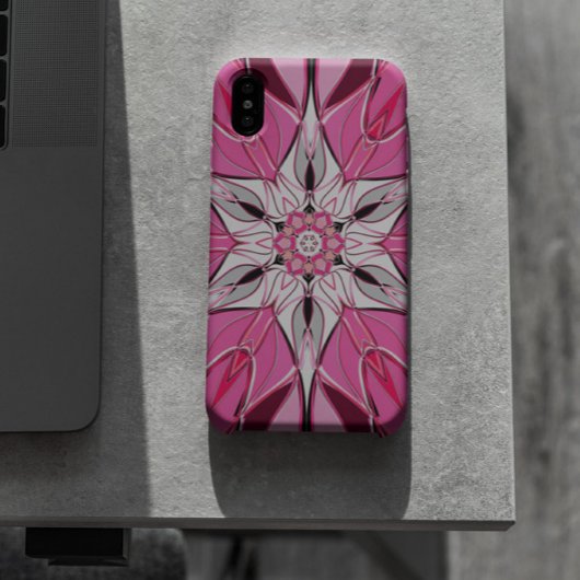 漫画マンダラフラワーピンクと白 Case-Mate iPhoneケース