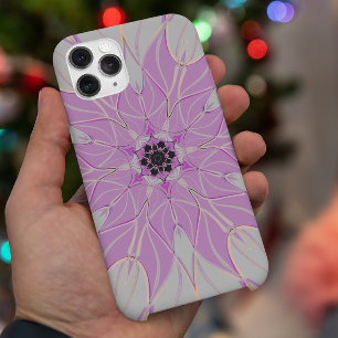 漫画マンダラフラワーピンクと白 iPhone 11 ケース