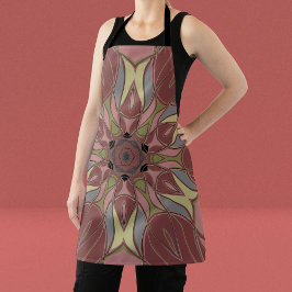 漫画マンダラフラワーピンクと黄色 エプロン
