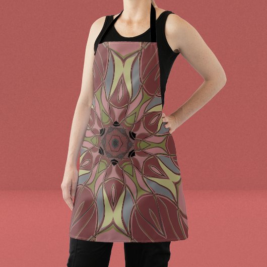 漫画マンダラフラワーピンクと黄色 エプロン