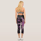 漫画マンダラフラワーブラックパープルとピンク カプリレギンス (裏面)