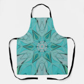 漫画マンダラフラワーブルーとグリーン エプロン (正面)