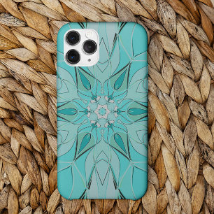 漫画マンダラフラワーブルーとグリーン iPhone 11 ケース