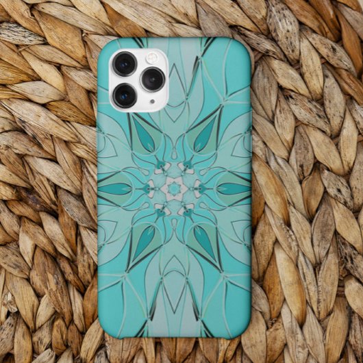 漫画マンダラフラワーブルーとグリーン Case-Mate iPhoneケース