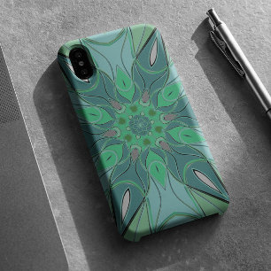 漫画マンダラフラワーブルーとグリーン iPhone 11 ケース