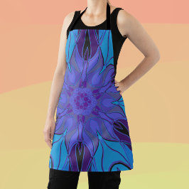 漫画マンダラフラワーブルーとパープル エプロン